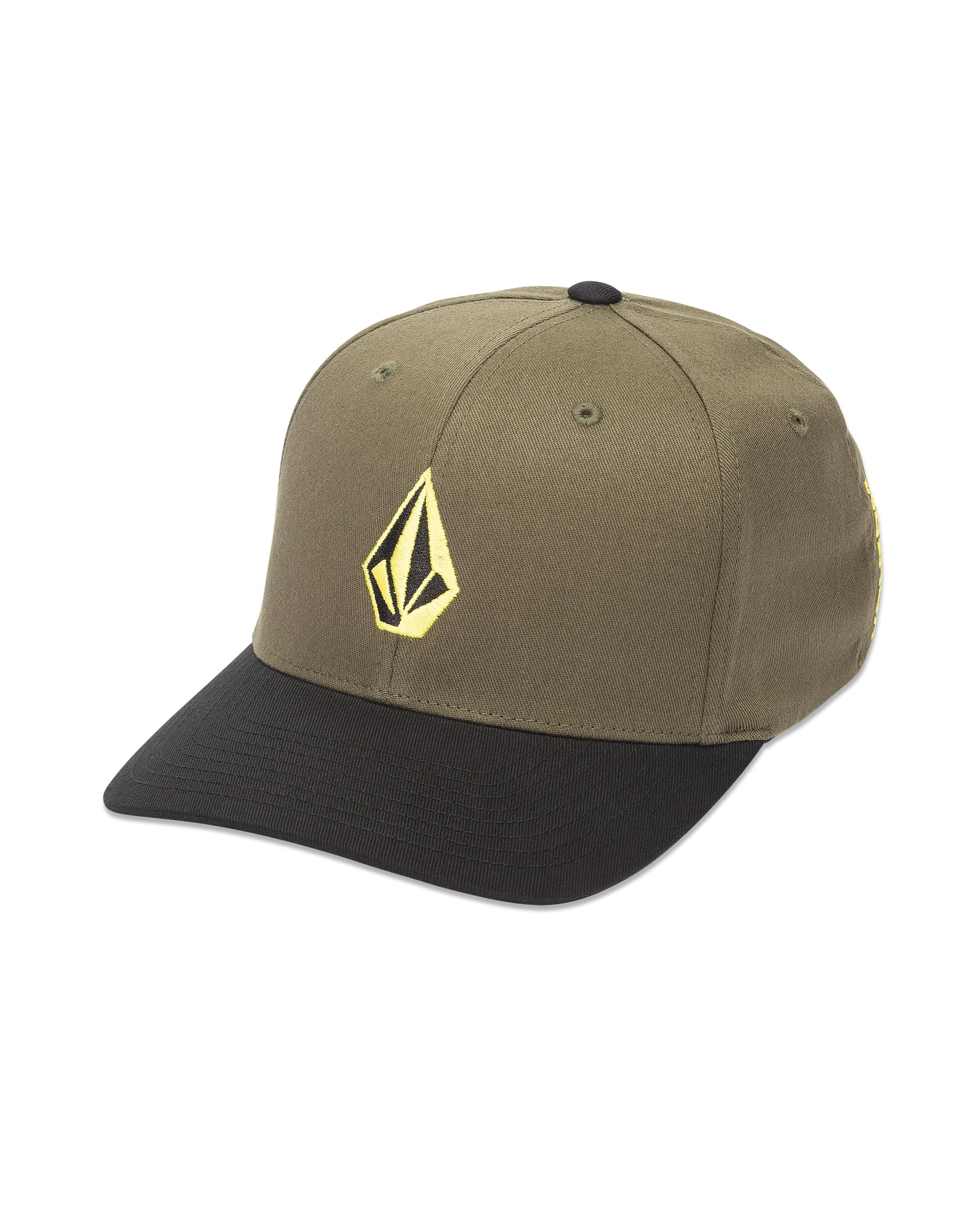 Volcom Adult Full Stone Flexfit Hat – 6-Panel Structured Stretch Twill Baseball Cap, Wintermoss, Small-Medium Image