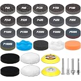 Pukamam 174 PCS 3 Inch Wet Dry Sanding Discs 60-10000 Grit Assorted | Hook and Loop Silicone Carbide Sandpaper for Drill Sanding Attachment Buffing Pads Polishing