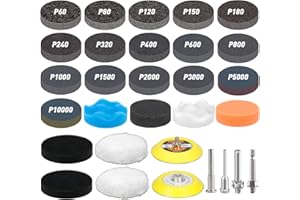 Pukamam 174 PCS 3 Inch Wet Dry Sanding Discs Grit 60 80 120 150 180 240 320 400 600 800 1000 1500 2000 3000 5000 10000 Hook and Loop for Drill Sanding Attachment