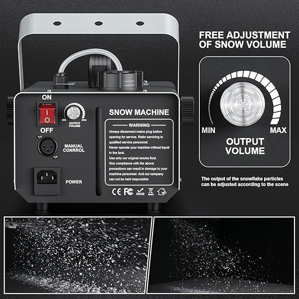 1000W SNOW MACHINE REMOTE & MANUAL CONTROL SNOWFLAKE MAKING ADJUSTABLE SNOWFLAKE SIZE SNOWMAKER PERFECT FOR CHRISTMAS,WEDDINGS AND THEATRICAL EFFECTS (GREY, 1)