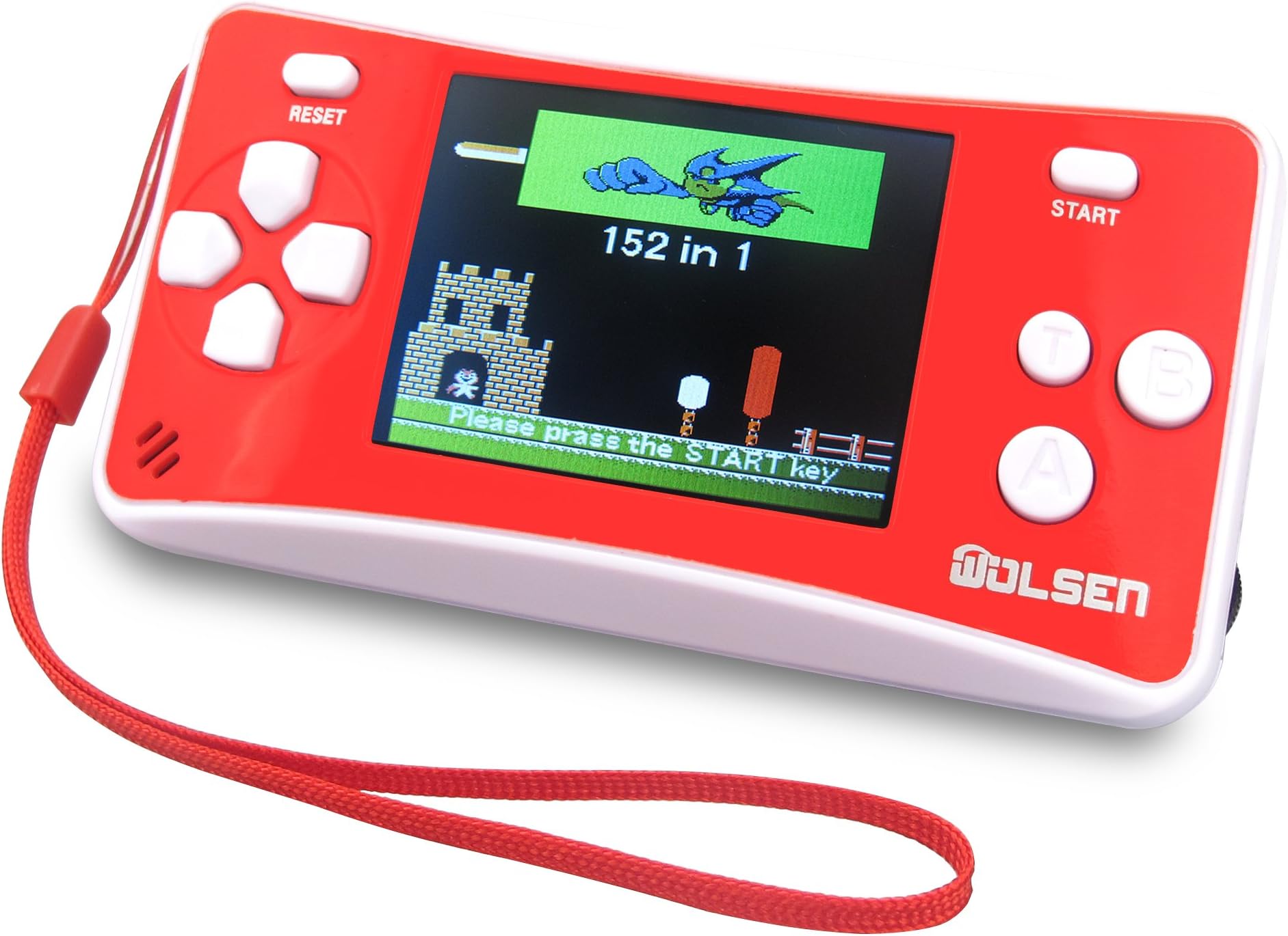 WOLSEN 2.5" LCD Portable Game Console Speaker 152 in 1 Games (3 X AAA)(Red)