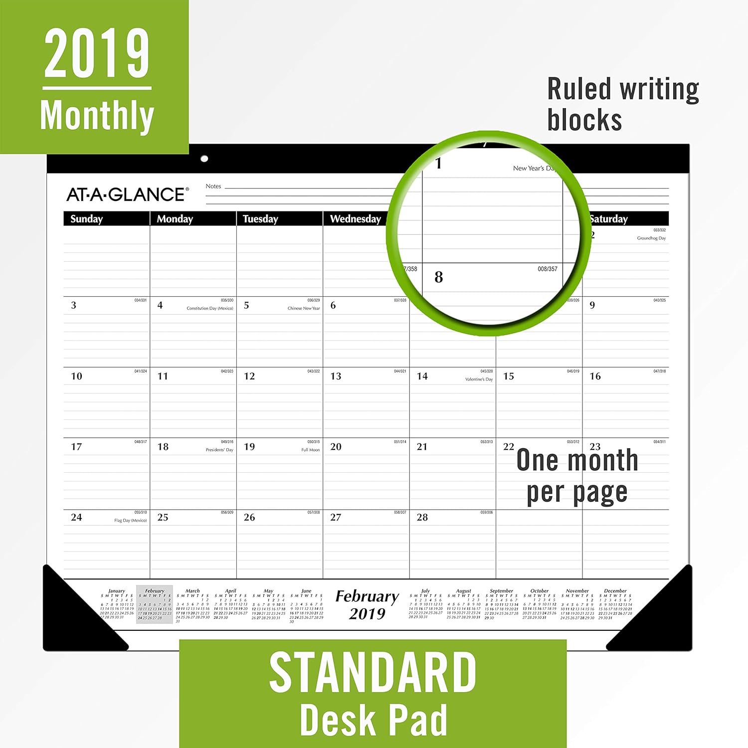 2021 Desk Calendar by AT-A-GLANCE, Monthly Desk Pad, 21-3/4" x 17", Standard, Ruled Blocks (SK240021) : Office Products