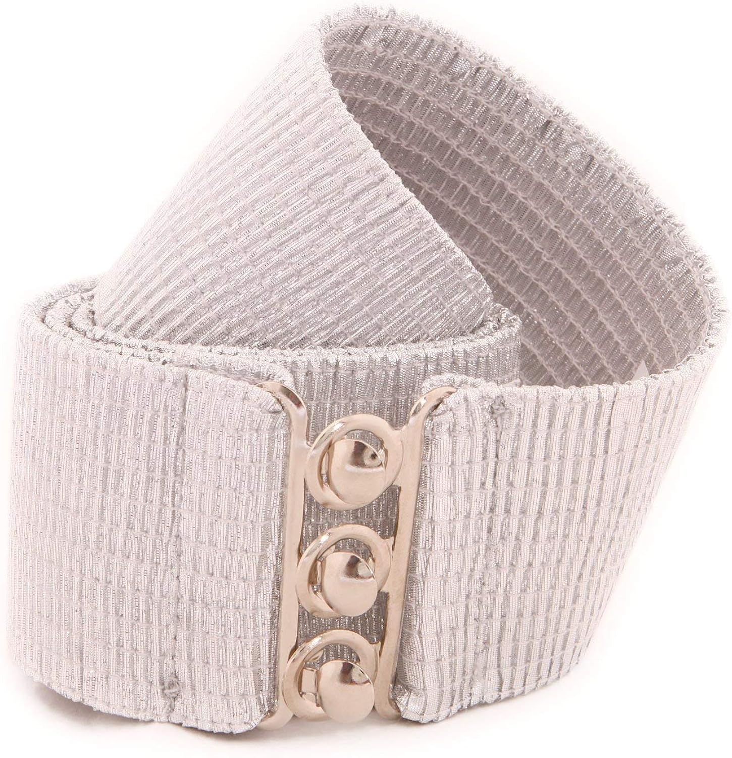 Malco Modes Luxury Vintage Adult Elastic Cinch Stretch Belt, Metal Hook and Eye Clasp Buckle, Elastic Core, Cotton-Covered