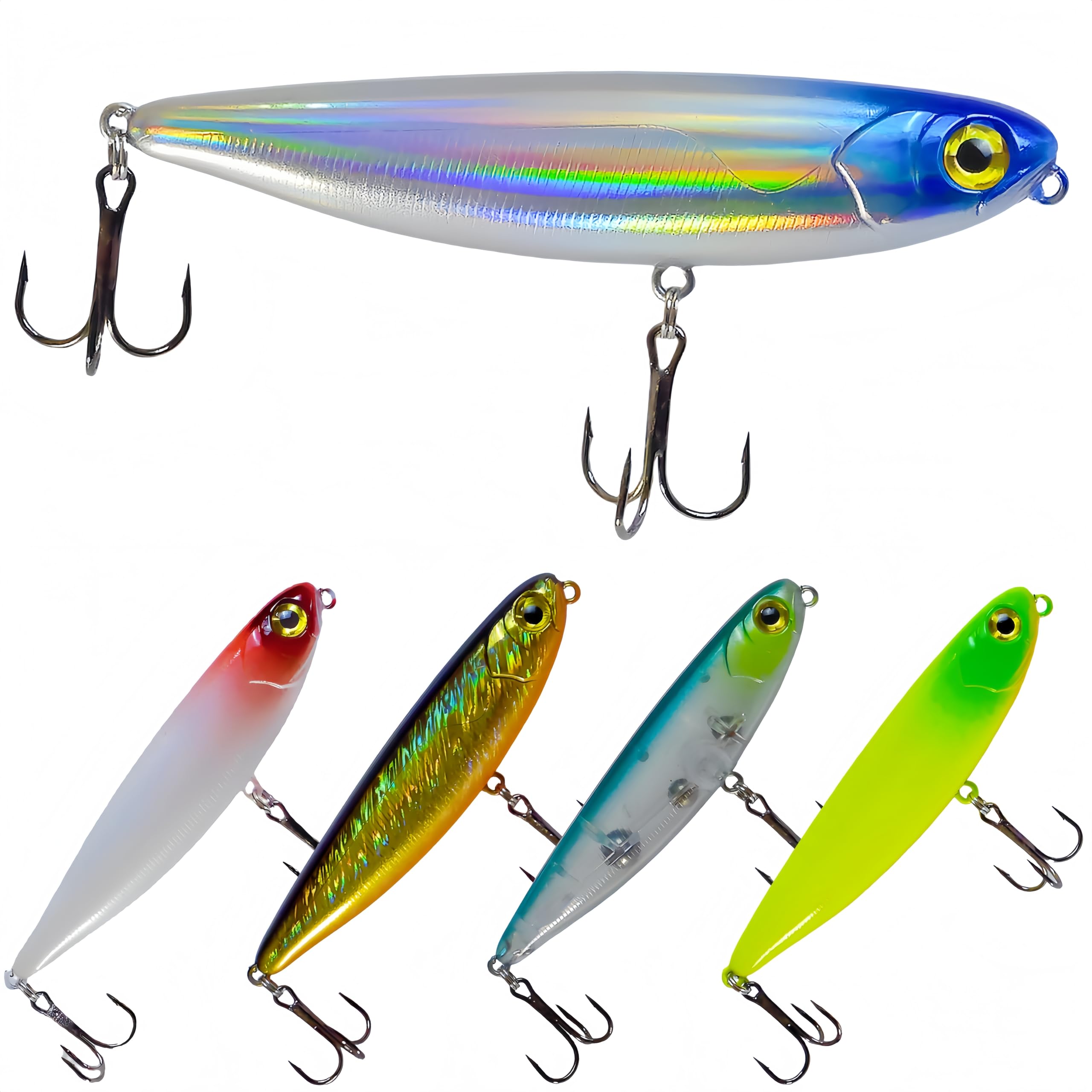 RUIJIAXIANG Fishing Floating lures Hard Bait Kit 12g 9cm 5pcs Pencil lures set Treble Fishing Hooks for Freshwater/Saltwater