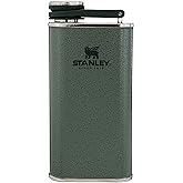 STANLEY Easy Fill Flask, 8 oz, Hammertone Green | Slim and Lightweight Design Fits in Pocket | Connected Cap | Durable and Rust Proof Stainless Steel | BPA-Free