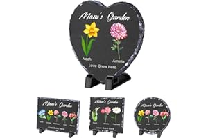 Personalized Garden Stone, Custom Grandma's Garden Birth Month Flower Garden Memorial Stone with Text/Names Gift for Grandma,