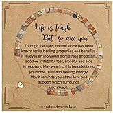 Plumiss Boho Inspirational Gifts Bracelets for Women,Handmade Unique Energy Natural Stone Beaded Strand Wrap Bracelet Jewelry Gift