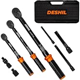 DESHIL 8Pcs Torque Wrench Set, 1/4 3/8 1/2-inch Drive Click Torque Wrench | 20&ndash;220 in-lb, 5&ndash;45 ft-lb and 10&ndash;170 ft-lb with Adapters for Bike, Motorcycle, Car and Truck Maintenance.