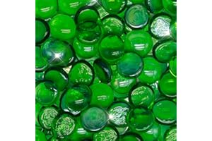 iShyan Fire Glass Beads for Propane Fire Pit,1 lb 3/4" Reflective Round Fire Pit Glass Pebbles for Gas Fireplace Firepit Outdoor Fire Table Landscaping