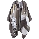 EXCHIC Women's Retro Shawl Wrap Open Front Poncho Cape Cardigan for Fall Winter