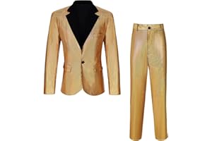 IWQBQ Men's 70s Outfit Disco Suit Shiny Party Outfit Sequin Costume