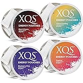 XQS Functional Energy Pouches Variety Pack. 4-100mg Caffeine, Zero Sugar, Tobacco and Nicotine Free Pouches for Energy Boost – 20 Count Each: Tropical, Citrus Cooling, Blueberry Mint & Black Cherry