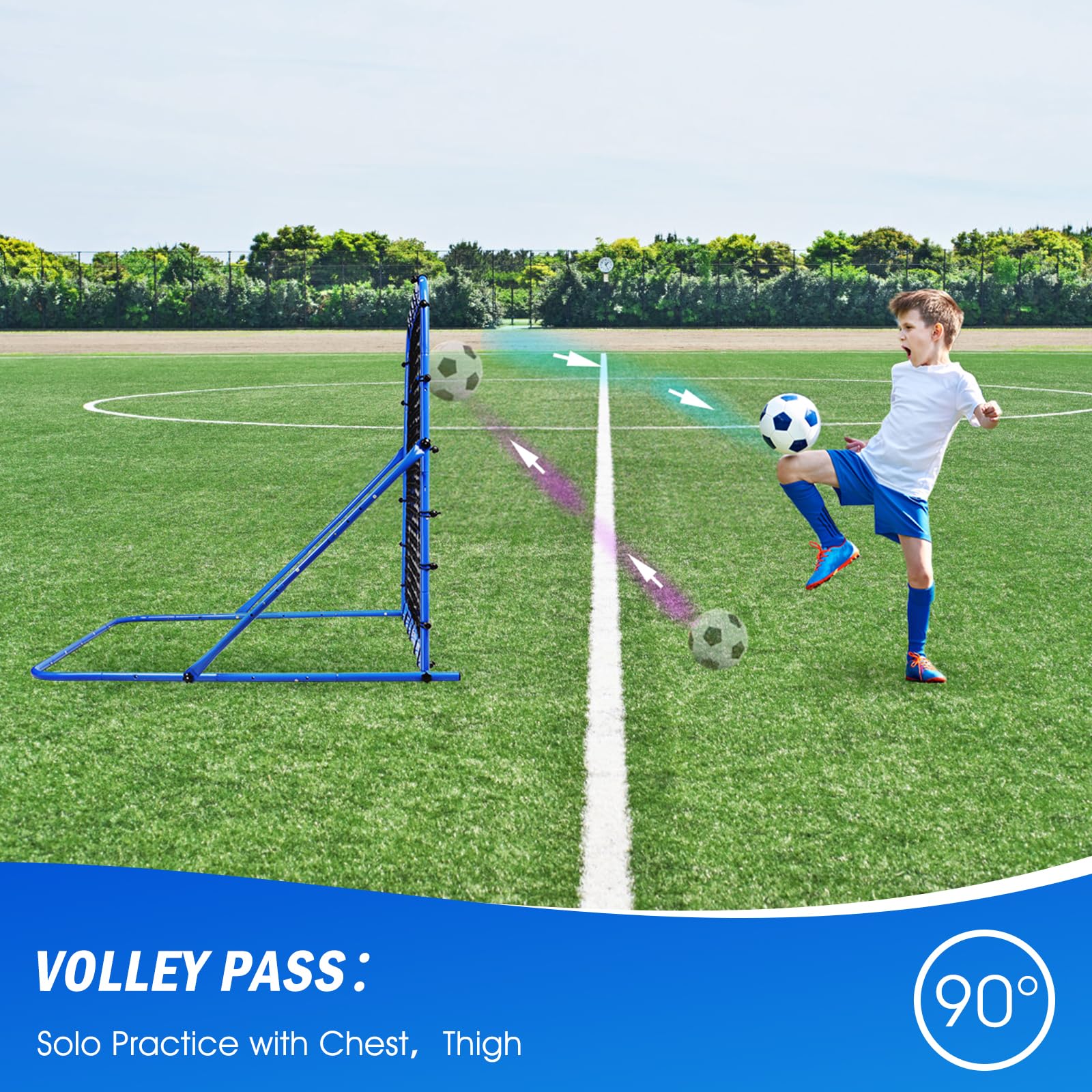 4.8x3.7FT Soccer Rebounder Net, Quick-Switch Angle Soccer Training for Control, Passing Practice, Easy Setup Rebounder Gifts & Equipment for Kids,Teens & Adults