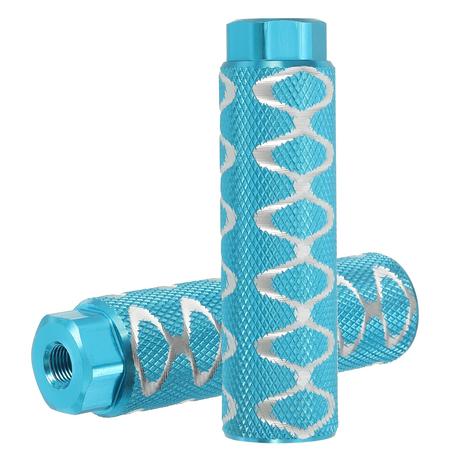 PATIKIL Aluminum Alloy O-Shape Bike Pegs Fit 3/8 inch Axles, 2 Pack Anti-Skid lead Foot Bicycle Pegs Back Seat Stands for BMX Mountain Bike Cycling Rear Stunt Pegs, Sky Blue