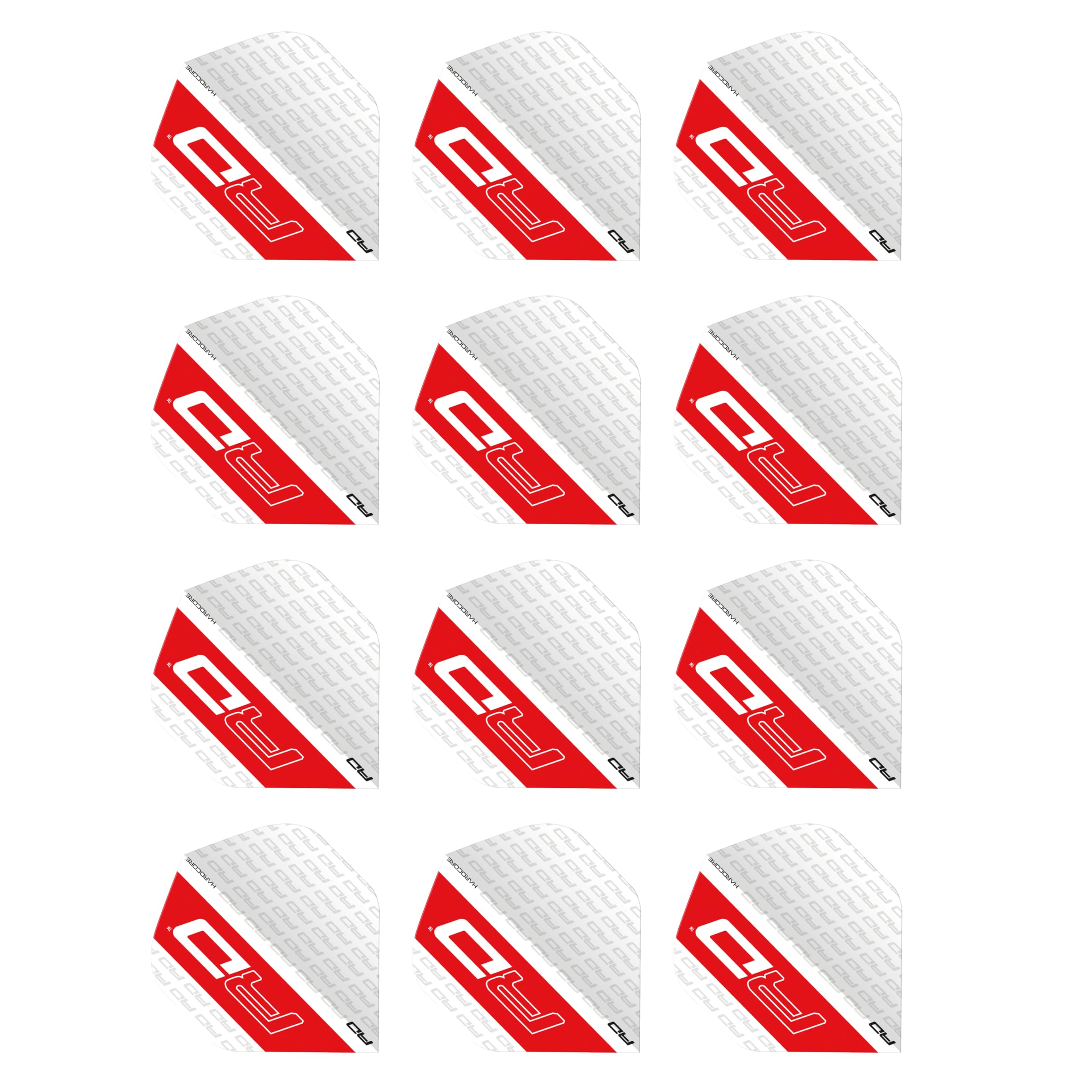 Hardcore XT White and Red RD Logo Extra Thick Standard Dart Flights - 4 sets Per Pack (12 Dart Flights in total)