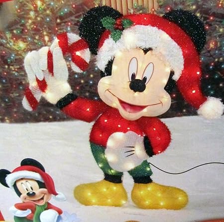 Amazon Com 3 Ft Lighted Iridescent Mickey Mouse W Candy Cane