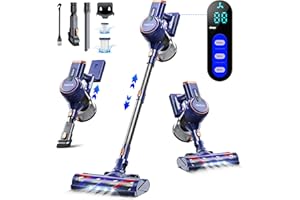 QikCln Cordless Vacuum Cleaner, 23Kpa Powerful Lightweight Stick Vac with LED Headlights, 45 Mins Runtime, 3 Modes, Rechargeable Handheld Vacuums for Home, Carpet, Hardwood, and Pet Hair (Blue)