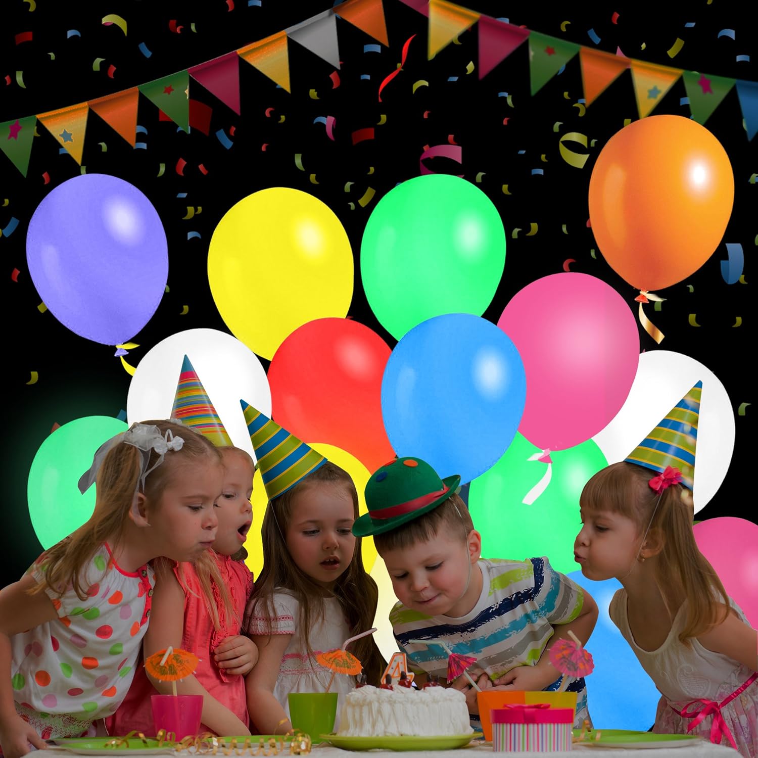 iFUNow 32 Pack LED Balloons Flashing, 8 Colors Light Up Balloons, Lasts 12-24 Hours for Glow in the Dark Party Supplies, Birthday Decorations, Halloween Party: Toys & Games