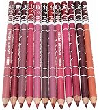 MRbe Professional Permanent Waterproof Lip Liner Set Lip Liner Pencil, Lipstick, Precision Lip Liner with Lid, Make-Up, 12&nbsp;Colours