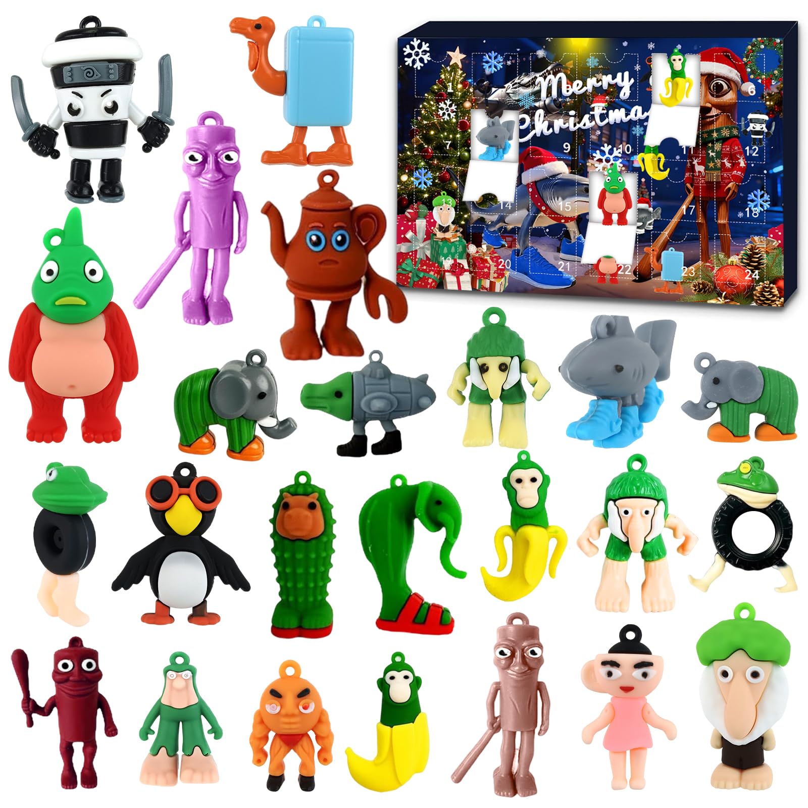 24Pcs Italian Brainrot Action Figures Set, Italian Brainrot Toys for Kids Adult Funny Tralalero Shark Action Figures Creative Home Decor and Collectible Figurines for Fans Colleagues Friends (A)