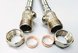 AK Pair Flexible Monobloc Tap Tail Connector with Isolator Valve M10/M12 view 2