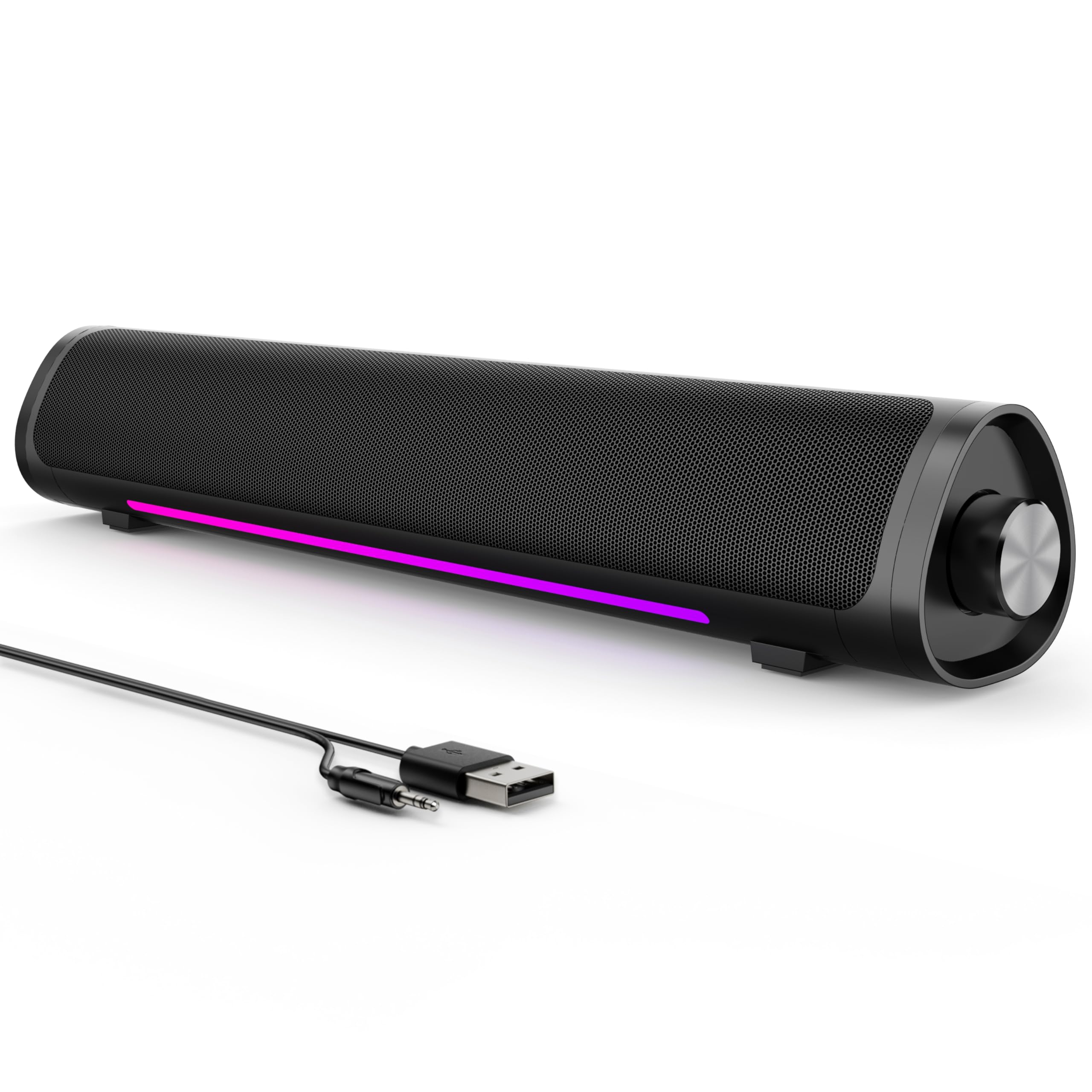Photo 1 of Auphyra Computer Speakers for Desktop PC, Gaming PC Sound Bar, Plug and Play - USB Power with 3.5mm Audio, RGB Gradient Lighting, One-knob Control, for Computers/Laptops/Monitors