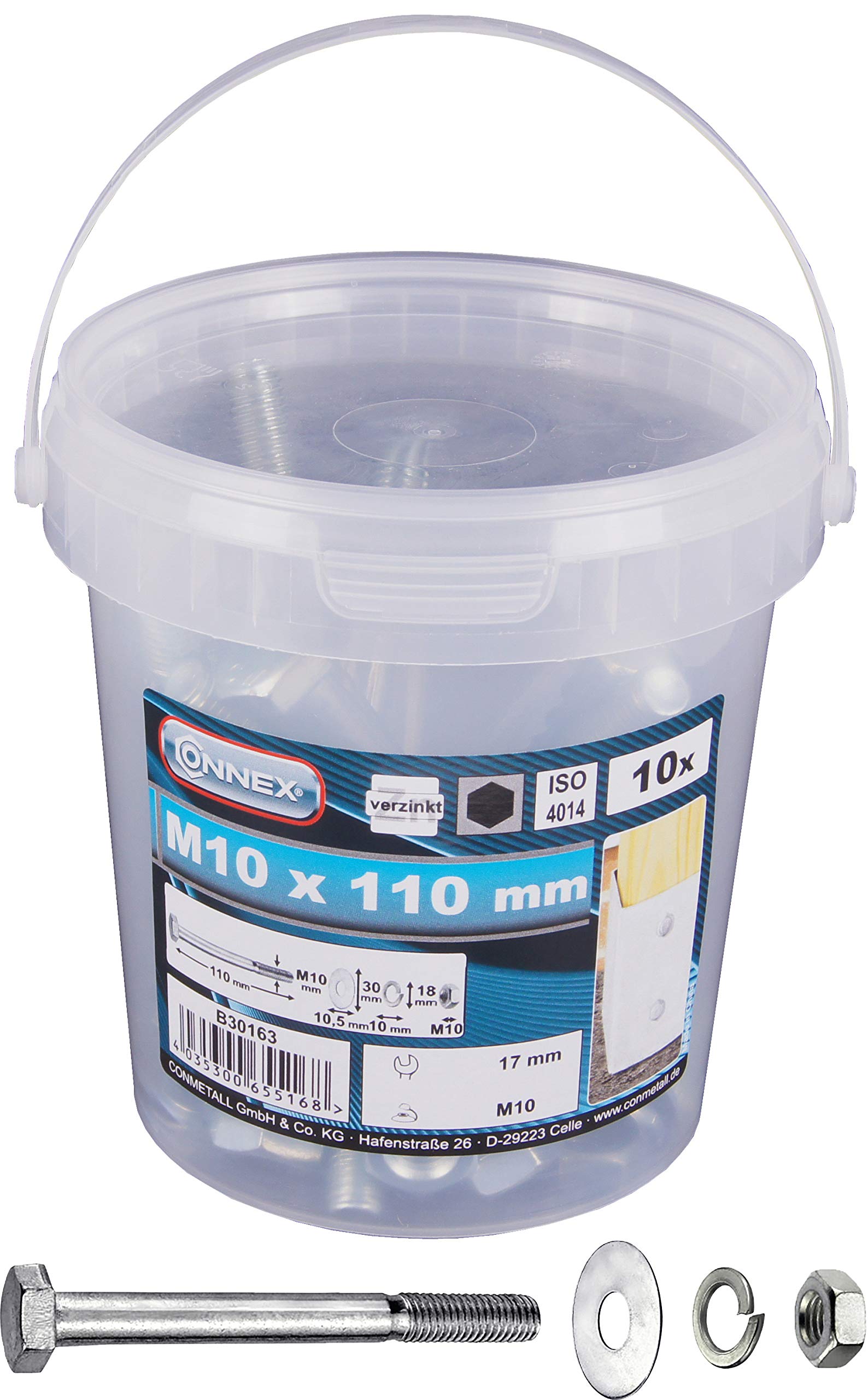 CONNEX B30163 601 10 x 110mm Machine Screws Bucket (10 Pieces)