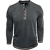 YOUTHUP Men's Henley Long Sleeve Shirts Lightweight Soft Tee Athletic Casual Basic Slim-Fit T-Shirt Button Stretch Top