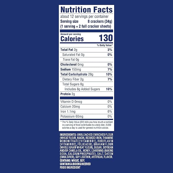 HONEY MAID LOW FAT HONEY GRAHAM CRACKERS, LUNCH SNACKS, 14.4 OZ