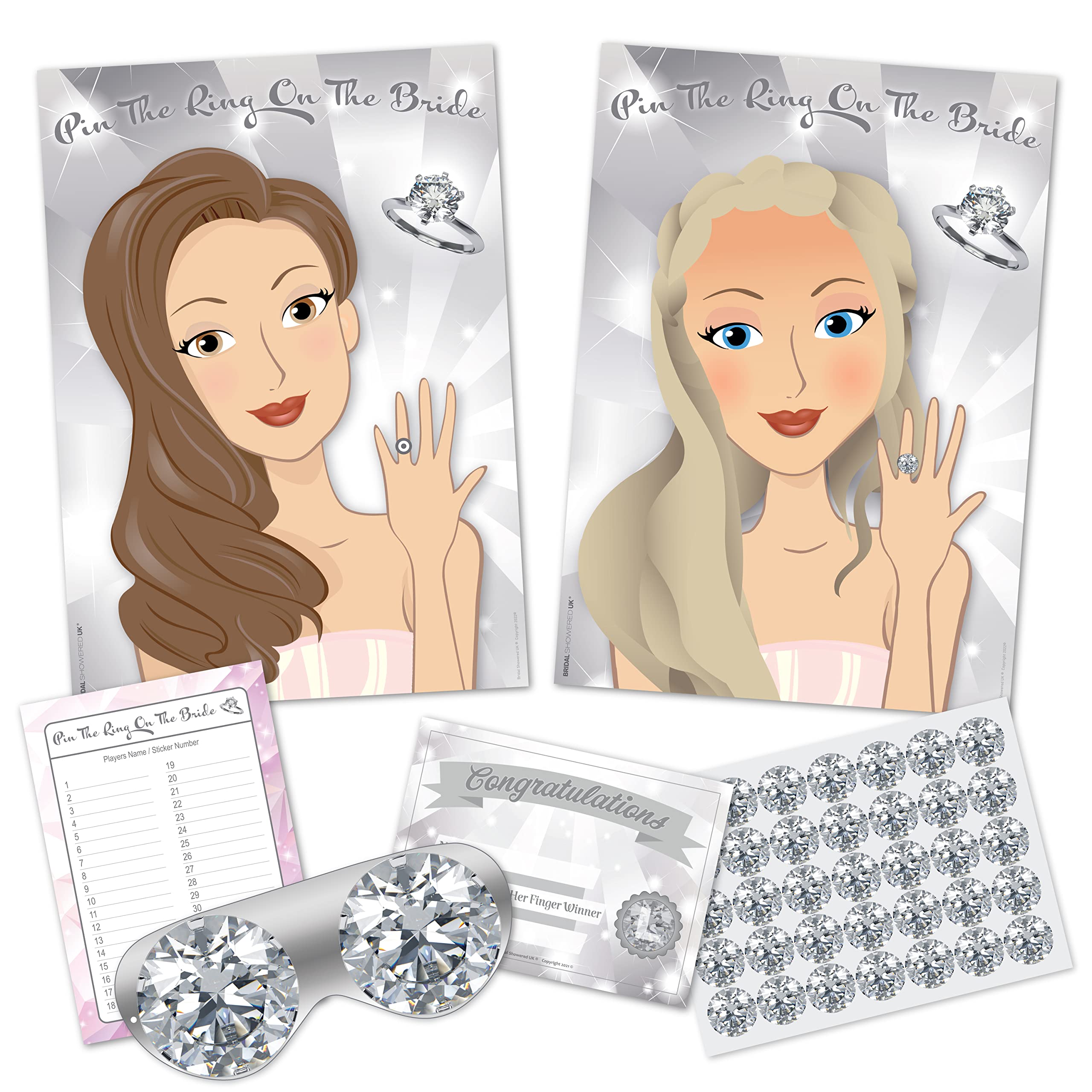 Hen Night Party Games- PIN THE RING ON THE BRIDE - Large A2 Size- 35 player