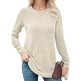 Buauty Womens Long Sleeve Shirt Tunics Tops for Fall Winter Spring, Lightweight Tunic Crew Neck Dressy Sweaters for 2025