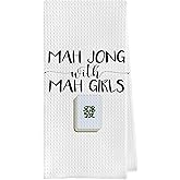 Geqtt Mahjong Gifts Dish Towels - Mahjong Decorative Waffle Weave Kitchen Towels, Hand Towel, Tea Towel (16×24 Inches)