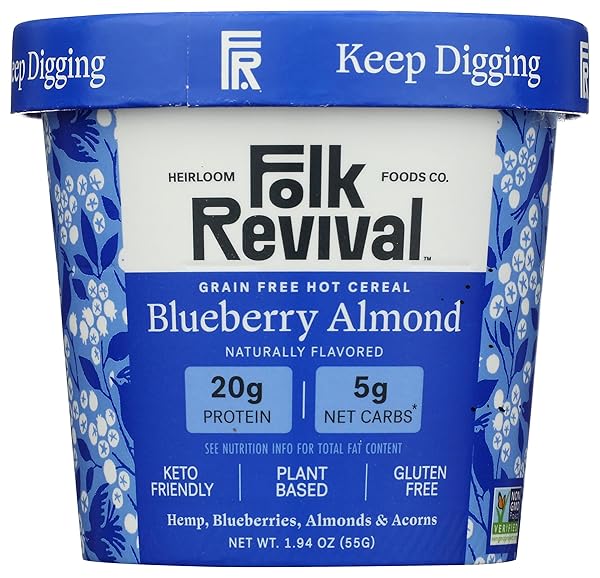 FOLK REVIVAL, CEREAL CUP GRAIN FREE BLUEBERRY ALMOND, 1.94 OUNCE