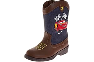 Josmo Kids Character Cowboy Boots Paw Patrol Cars Lightning McQueen Spider-Man Calf High Western Country Boots for Boys 5-10 Toddler/ 11-12 Little Kid