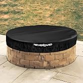 Fire Pit Cover Round, 52-57" Outdoor firepit cover for In-Ground Fire Pits | Heavy Duty 600D Waterproof Fits Built-In Stone Fire Pits with Reflective Handle Storage Bag
