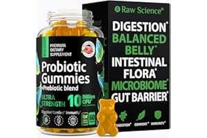 S RAW SCIENCE Probiotic Prebiotics Fiber Gummies Supplement - Digestive & Immune Support, Bacillus Subtilis, Coagulans, Probiotics for Women & Men Digestive Health - Fiber Gummies for Adults, Gut Health, 60 Gummies