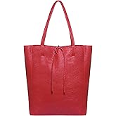 Italian Calf Leather Tote for Women with Zipper, Inner Pocket & Flat Base | Soft Unlined Shopper for Work & Travel