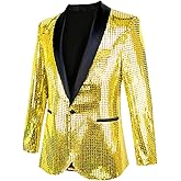 Nawgut Sequin Blazer Metallic Suit Disco Prom Shiny Jacket Wedding Party Banquet Fashion Tuxedo for Mens Adult