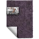 Hearth & Harbor Bathroom Rugs, Chenille Bath Mat - Machine Washable Bath Mats for Bathroom Non-Slip Backing Rubber, Quick Dry Bathroom Mat - Purple 24x36