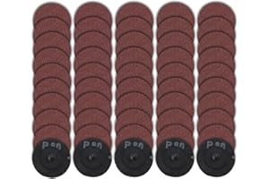 LEONTOOL 50 Pack roll Lock Quick Change Discs 2 Inches 80 Grit Sanding Discs for Drill Aluminum Oxide Coated Die Grinder Acce