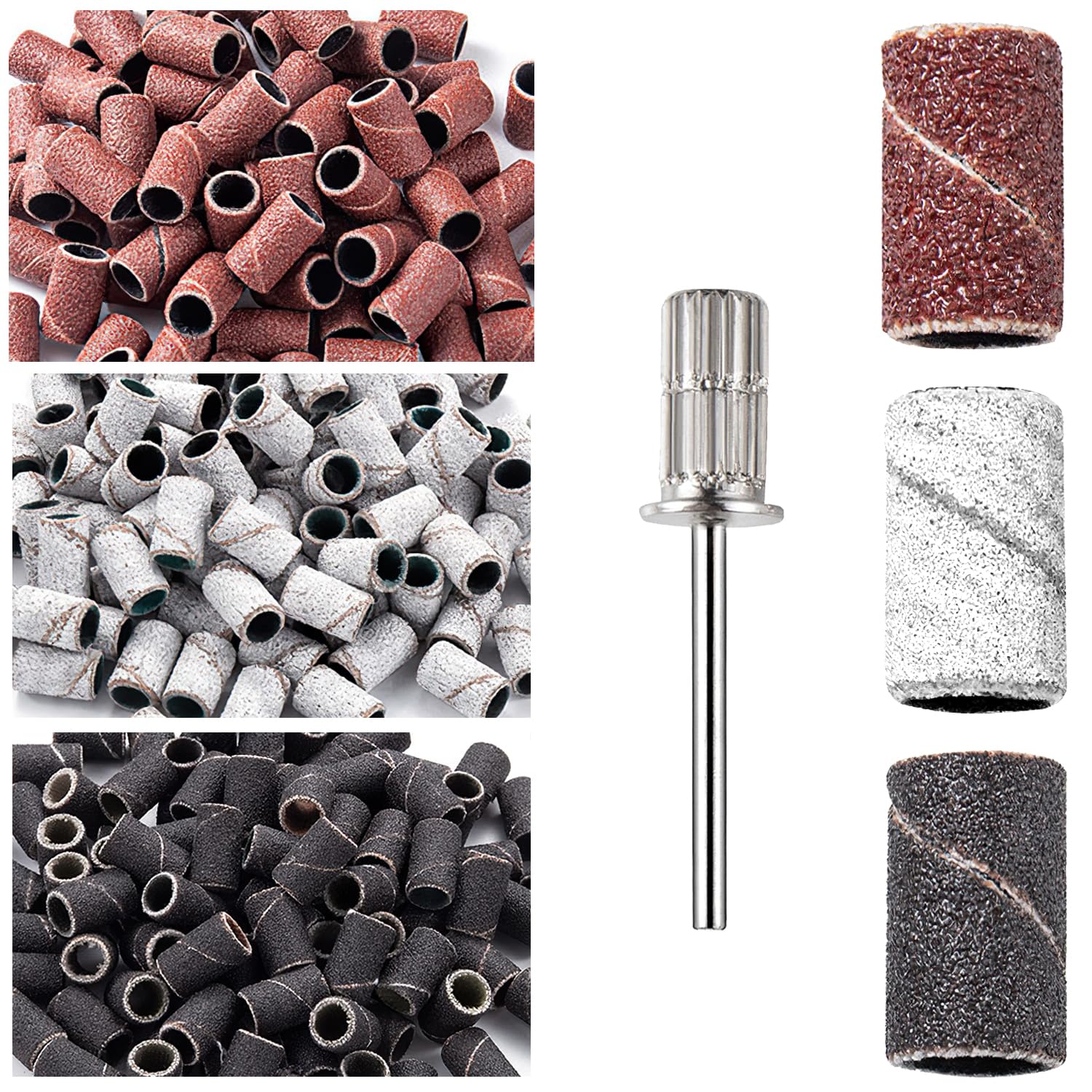 210 Pcs Nail Sanding Bands for Nail Drill, 80/120/180 Grit Sanding Bands Nail Drill Sanding Bands Sanding Bands for Nail Drill with 1 Pcs Nail Drill Bit for Nails Polish, Manicures and Pedicure