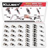 Kuject 40-Pack Wire Tap Connectors Kit for 18-24 AWG,Quick T Taps | No-Stripping, Clear Solid Plactic，Solderless Low Voltage Wire Connector Terminals for Automotive and LED Strip