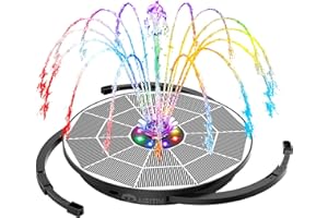 AISITIN 3.5W LED Solar Fountain Pump 2026 Upgraded, Solar Powered Fountain Pump with 8 Nozzle & 8 Colored LED Lights & 3 Retr