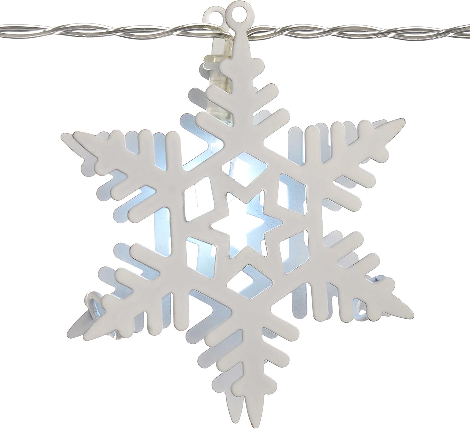 WeRChristmas Snowflake Light String Christmas Decoration with 10-LED Lights - White, 140 x 5 x 2 cm