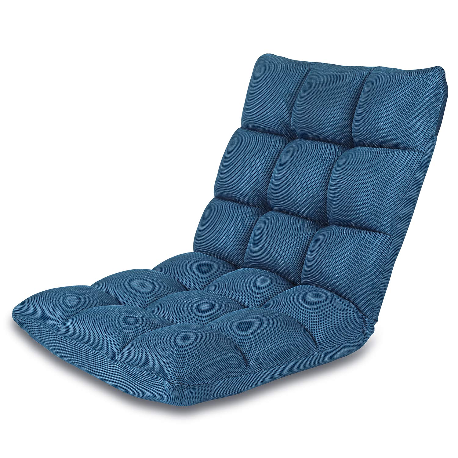 Nnewvante Floor Chair with Back Support 6-Position Folding Adjustable Floor Seat for Kids Adults Gaming Meditation Blue