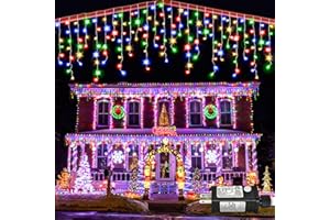 NIELFOI 132 ft Christmas Lights -1280 LED Icicle Lights Outdoor with 240 Drops Hanging String Lights, 8 Modes Plug in Waterproof Timer Memory for Holiday Wedding Party Window Garden Decoration (Multicolor)