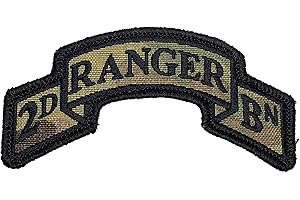 Bayonet Design - Modern US 2nd Ranger Battalion Ranger Scroll - 3 7/8" x 2" (Multicam) Hook and Loop Backed - SUA Sponte - Merrowed Edge - US Army Ranger