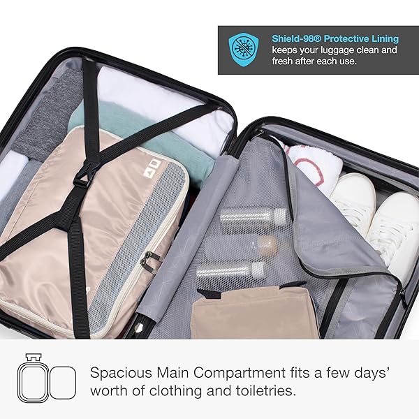 TRAVELER’S CHOICE MYKEL DUAL OPENING POLYCARBONATE HARDSIDE SUITCASE WITH SLEEVE AND ERGONOMIC HANDLE