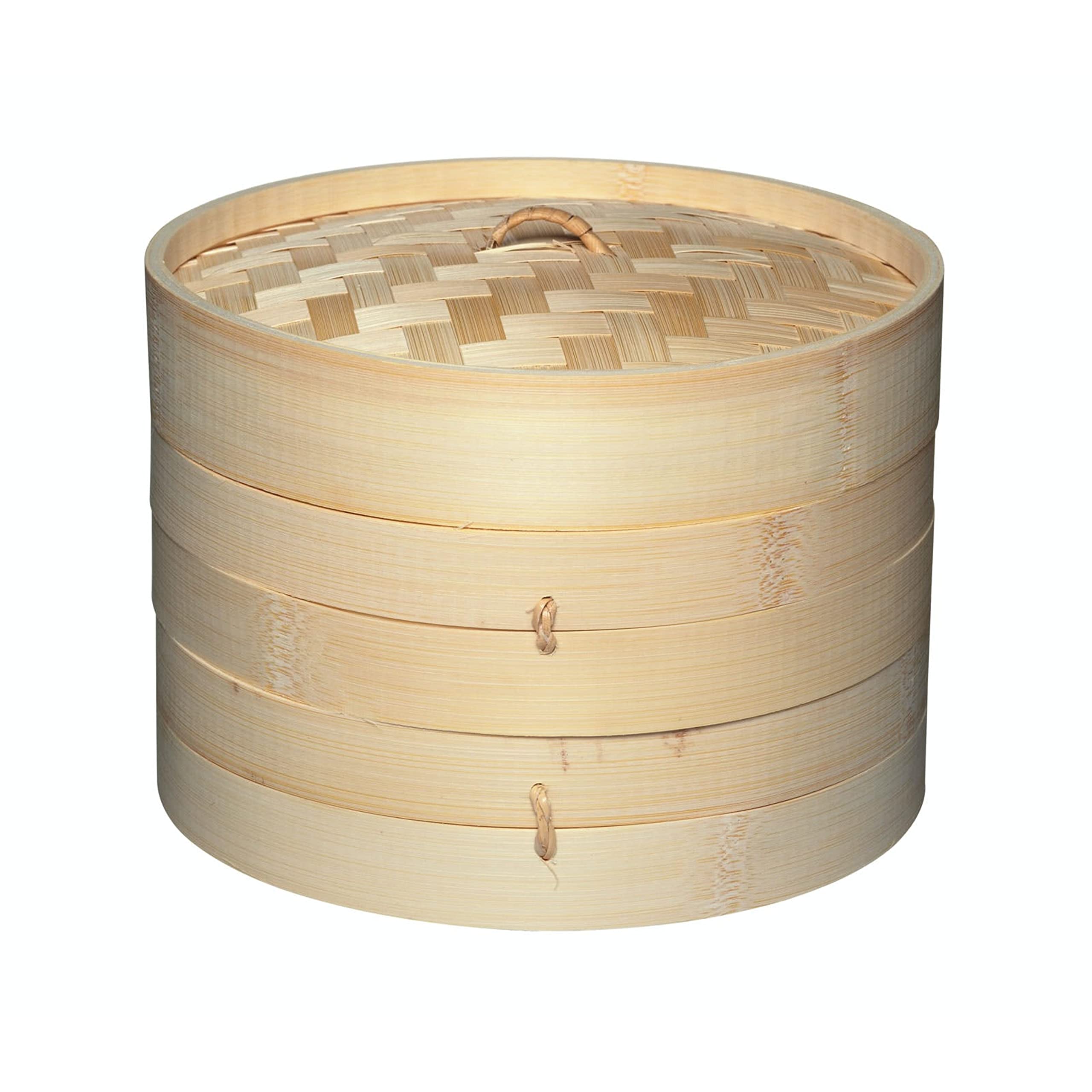 Kitchen Craft Kitchencraft World Of Flavours Panier Vapeur En Bambou, 2 Étages, 20 Cm, Beige