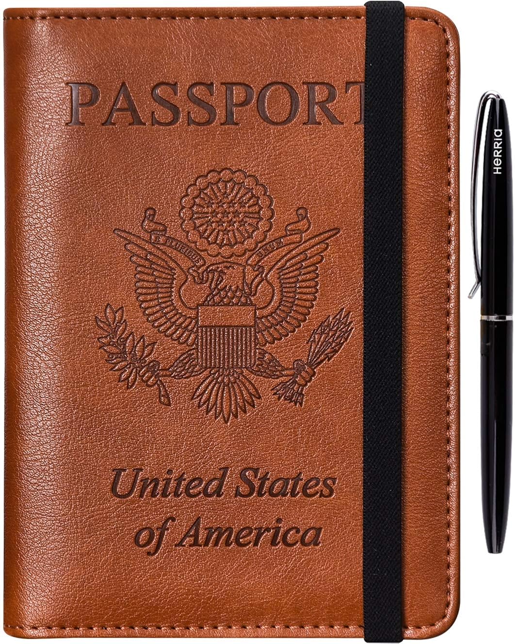 HERRIAT Leather Passport Holder Cover Case RFID Blocking Travel Wallets Card Case for Women Men(Coffee): Clothing